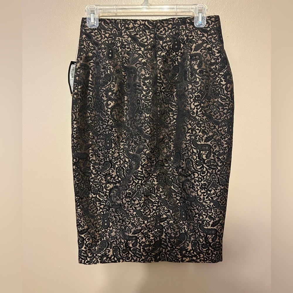 Worthington Black and Tan Lace Pencil Skirt